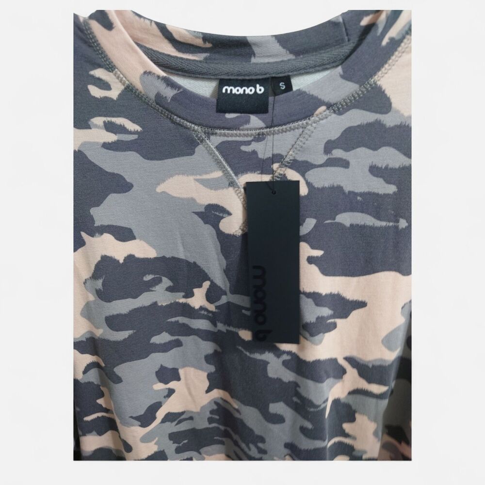 Mono B Twilight Camo Long Sleeve Top Buttery Soft Spandex Cotton Blend S Stretch - Picture 2 of 5